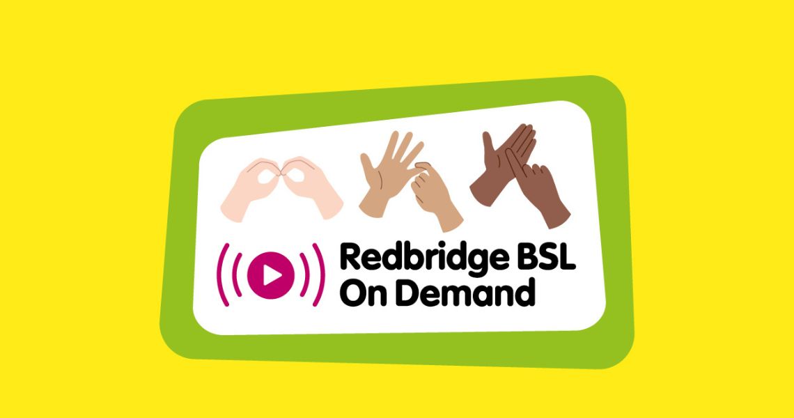 Graphic that says Redbridge BSL on demand