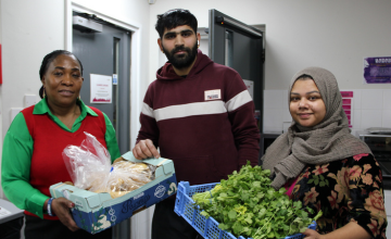 Council staff with fresh food