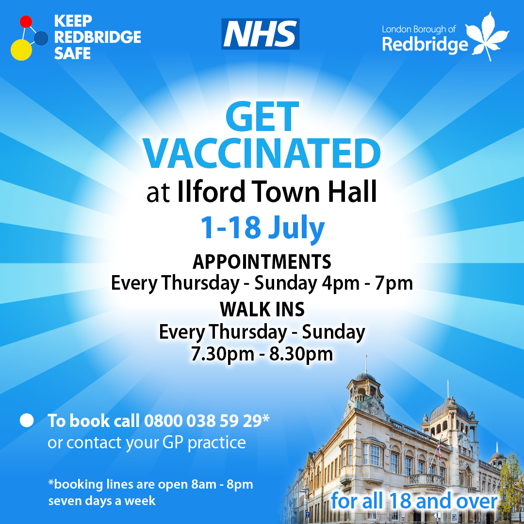 Redbridge More Walk In And Pop Up Vaccination Clinics Announced In Redbridge For June And July